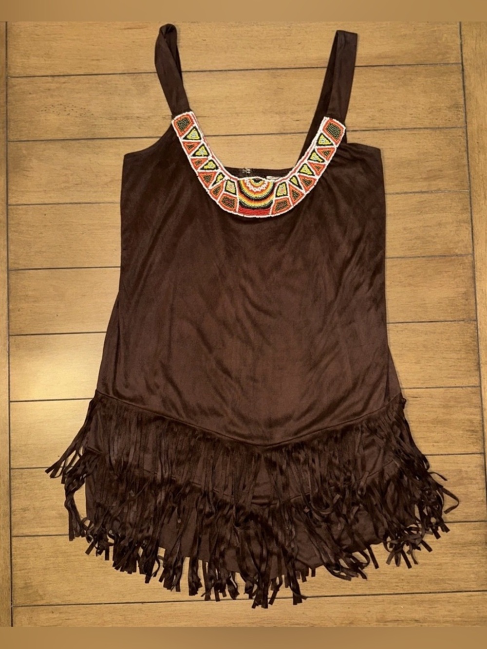 Spirit Halloween Native American Womens 1X/2X Beaded Dress Costume Fringe Sexy
